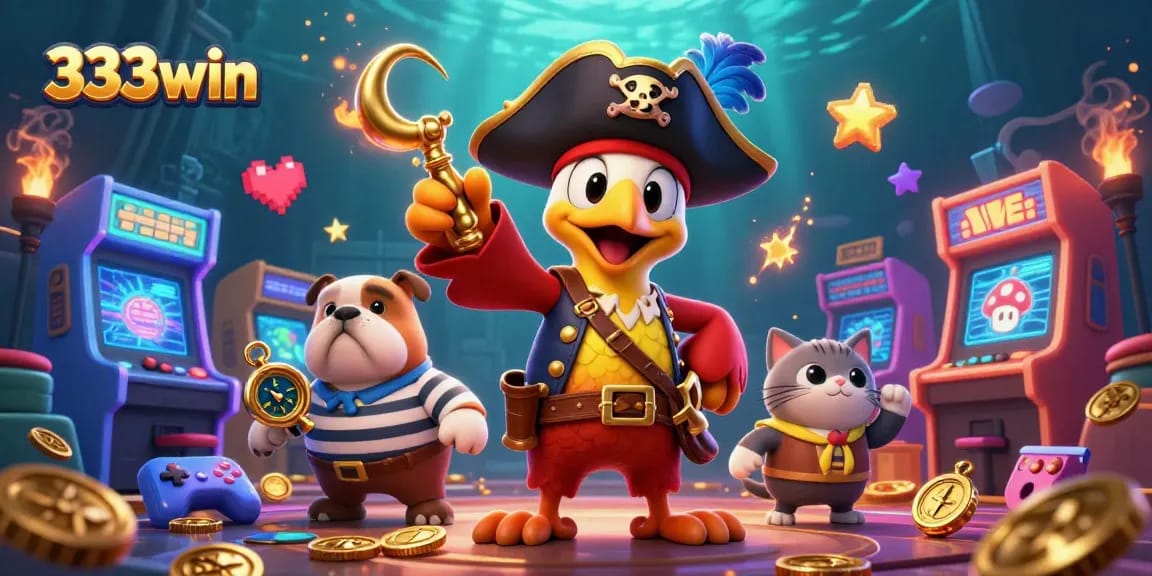 Experience big wins at 333win with vibrant casino elements and engaging characters in this colorful scene.