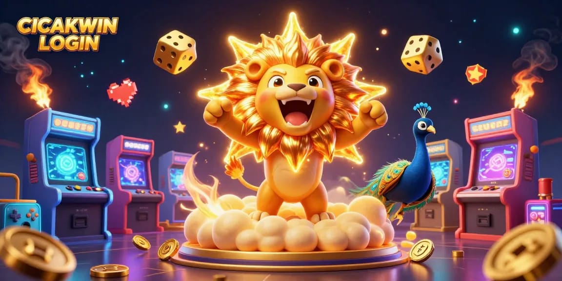 Play exciting games on CICAKWIN LOGIN with thrilling golden elements and vibrant arcade machines.