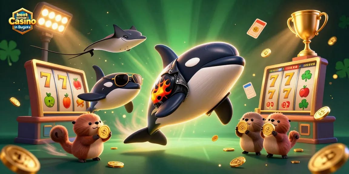 Experience fun at the best online casino in Bulgaria with vibrant characters and casino elements.