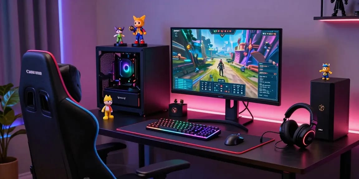 Immersive gaming environment showcasing iwin setup with colorful LED lighting and dynamic interfaces.