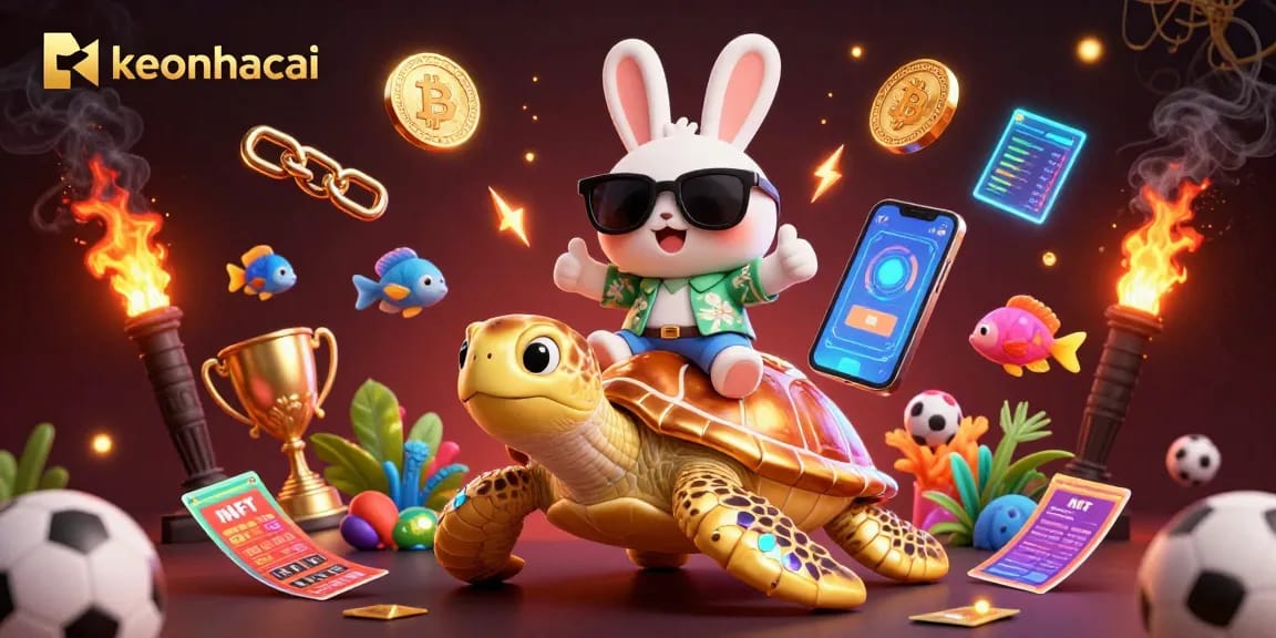 Experience real-time sports betting action with Keonhacai's vibrant cartoon scene of luck!