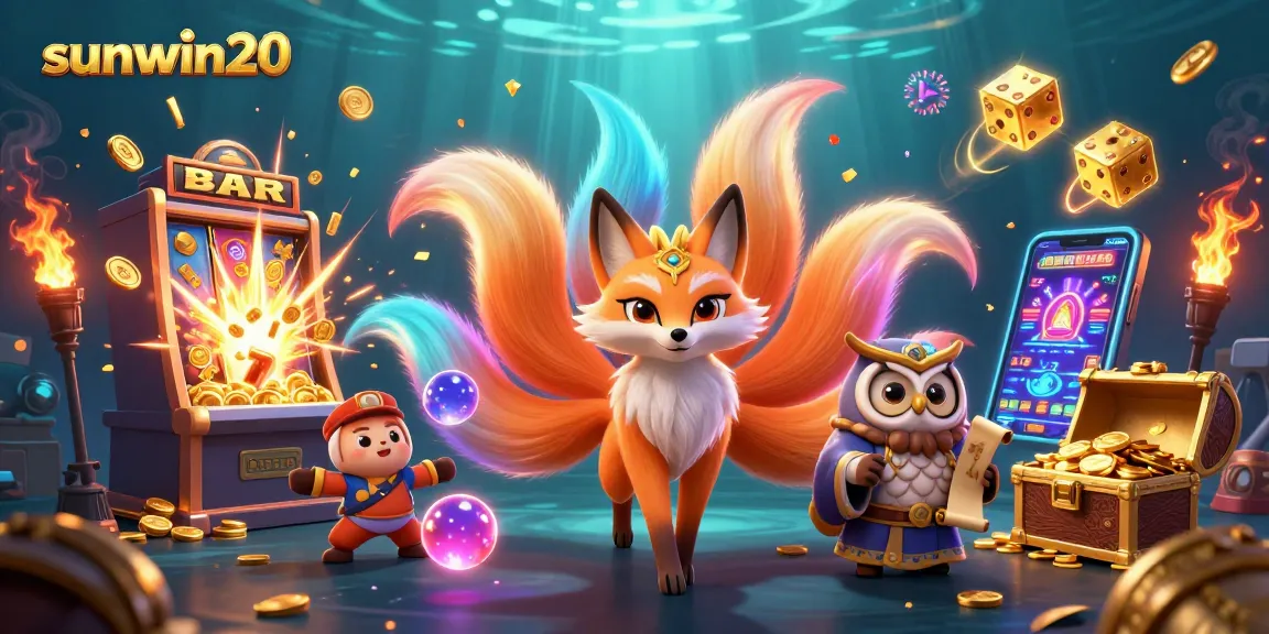 Experience thrilling jackpots with sunwin20's vibrant casino games and colorful winning elements.