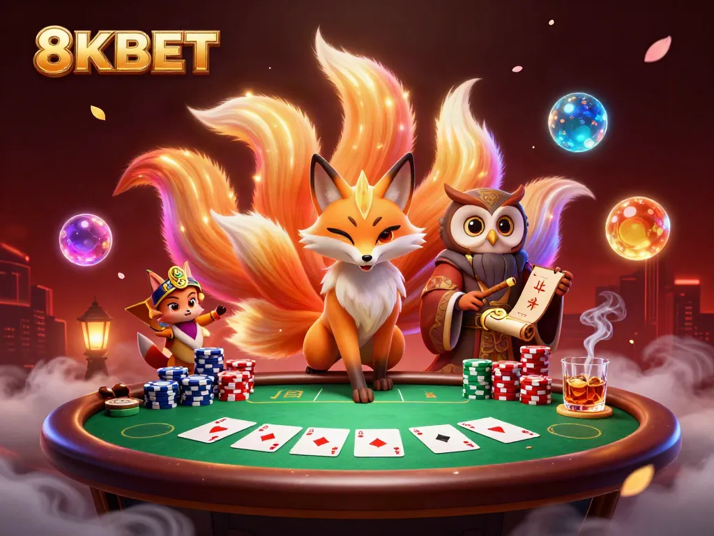 8KBET tham gia vào sảnh game ấn tượng với thần fox và cú, tạo không gian cá cược kịch tính.