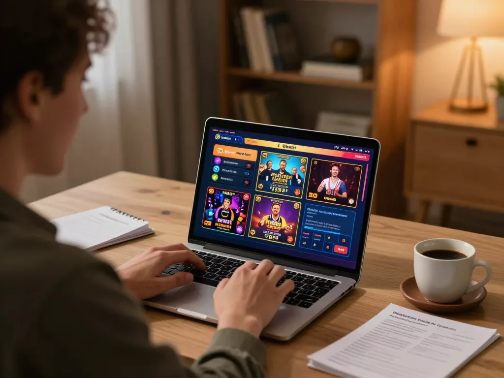 Engaging online casino gameplay experience at https://tg88u.com/ with player using laptop and showing excitement.