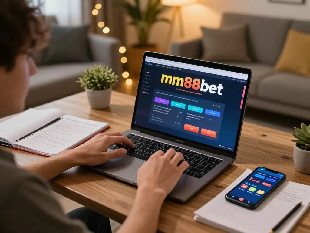Engaging with mm88bet online gaming setup, showcasing a player's focused gameplay.