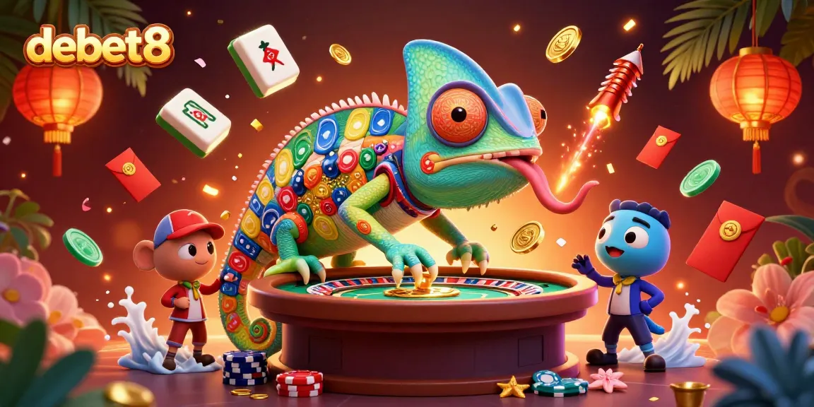 Engage in thrilling gaming adventures with debet8's vibrant casino scene illustrated in 3D.