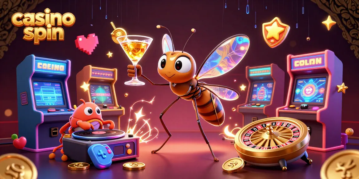 Engage with casino spin excitement through vibrant gaming characters and elements in this dynamic illustration.