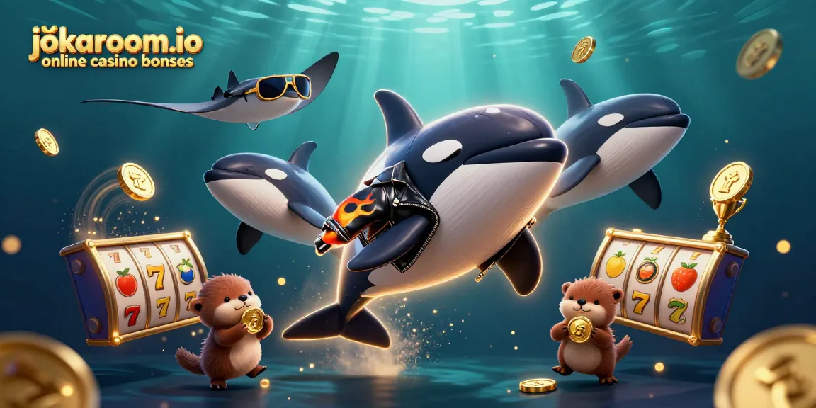 Engage with jokaroom.io online casino bonuses through a vibrant 3D casino scene with animated characters.