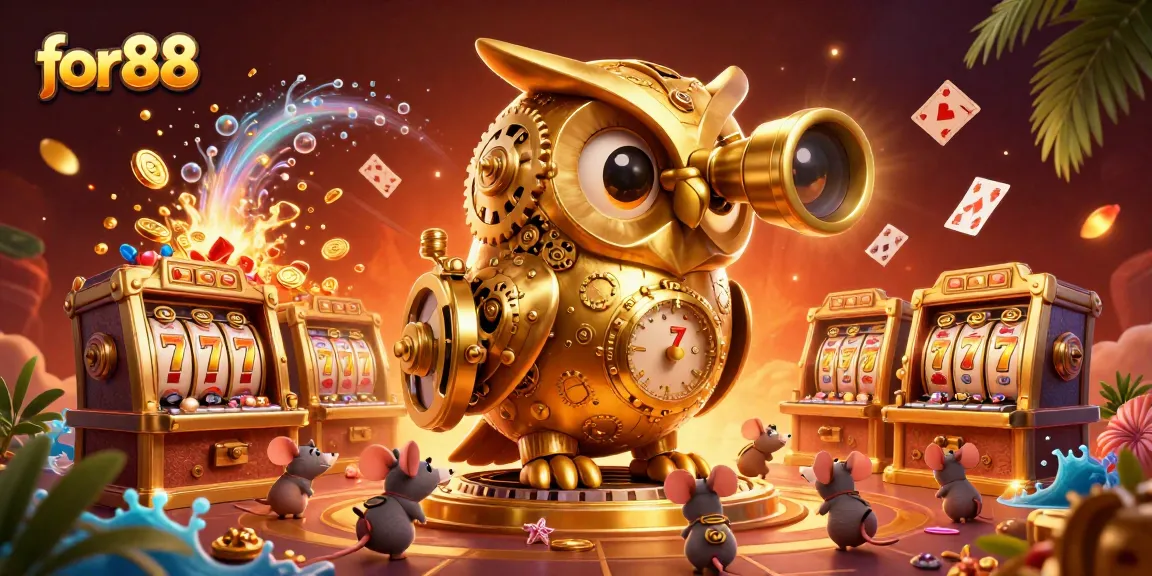 Experience the excitement of for88 casino with golden owl and vibrant slot elements.