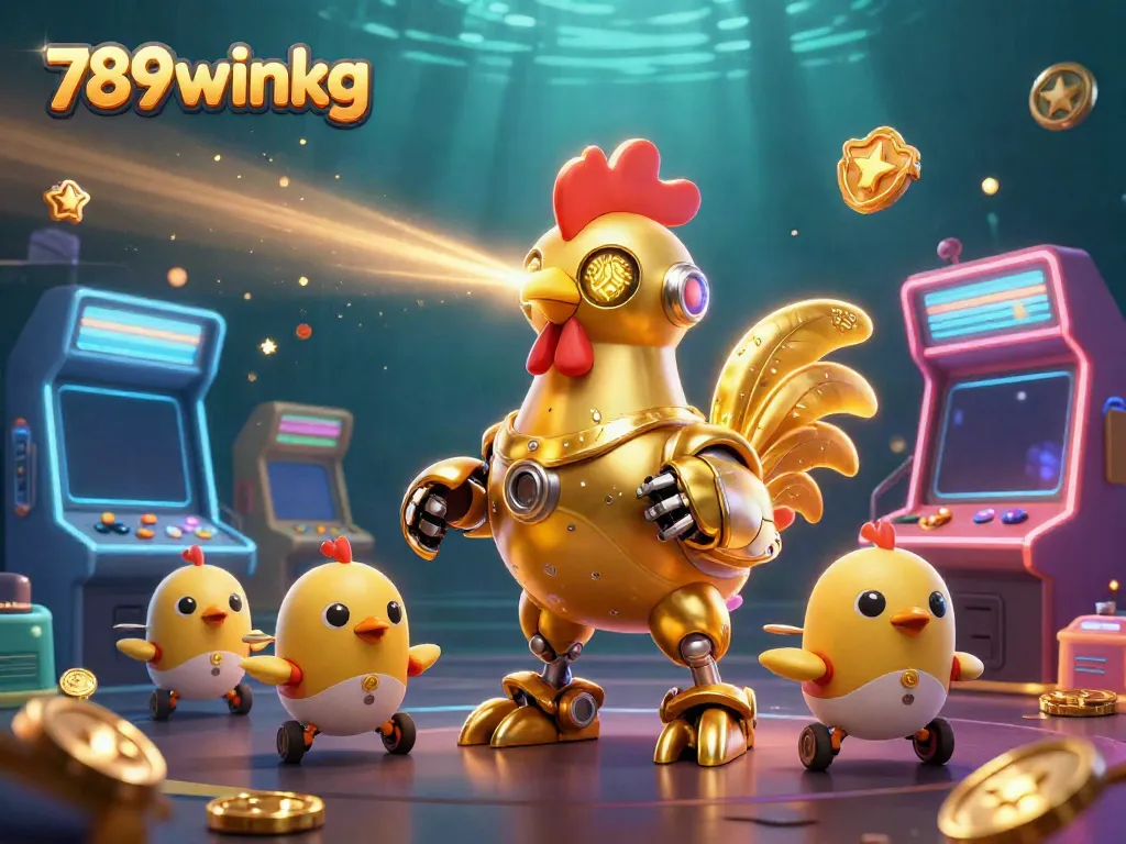 Experience excitement at 789winkg with a vibrant 3D casino illustration featuring retro gaming elements.