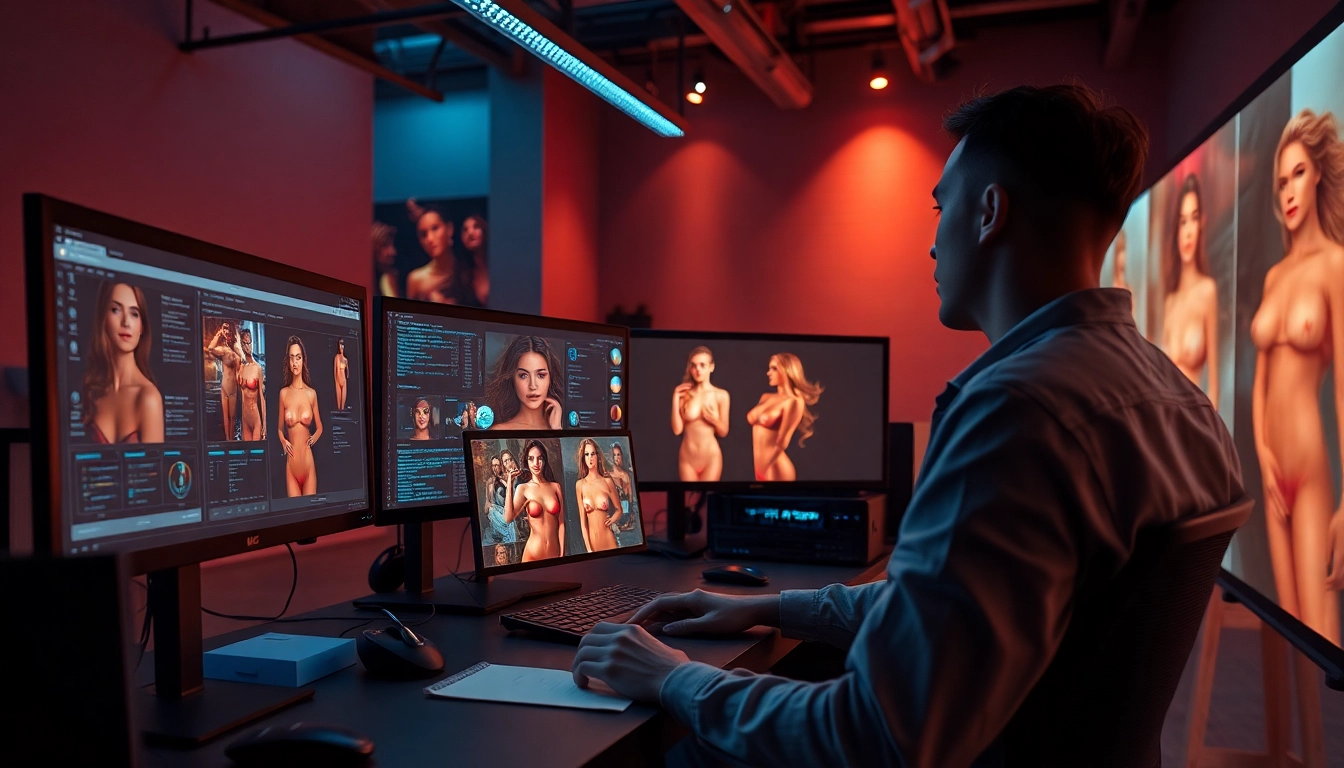Creative digital studio showcasing AI porn technology in action.