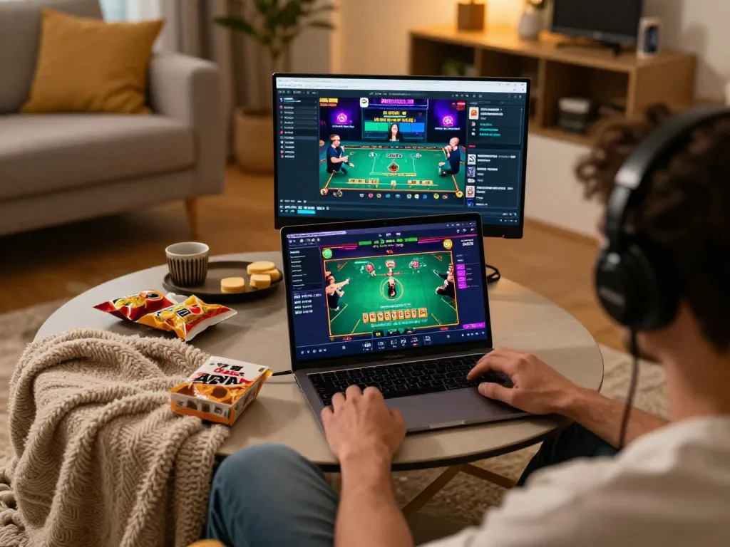 MMLive gaming session with user celebrating a win during an online live dealer game