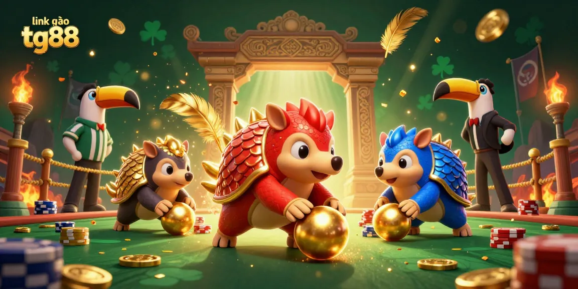 Engage in exciting betting adventures with link vào tg88 as rival pangolins compete in a vibrant casino.