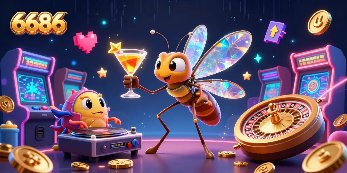 Spin to win at 6686 with fun casino mascot, dynamic characters, and vibrant gaming atmosphere