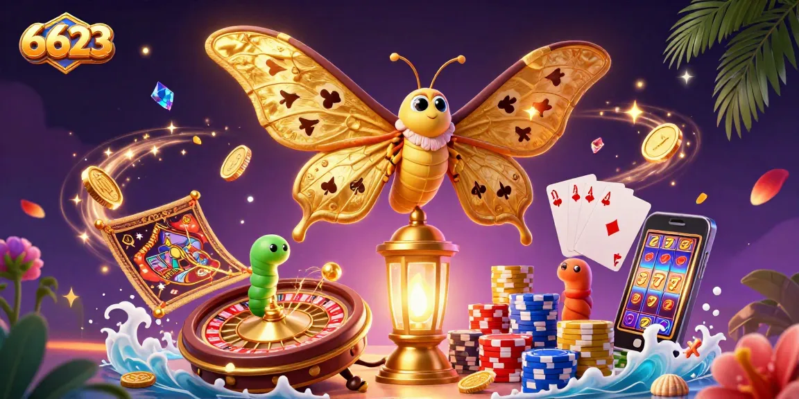 Enjoy thrilling moments at 6623, where vibrant golden moths symbolize top-tier gambling excitement!