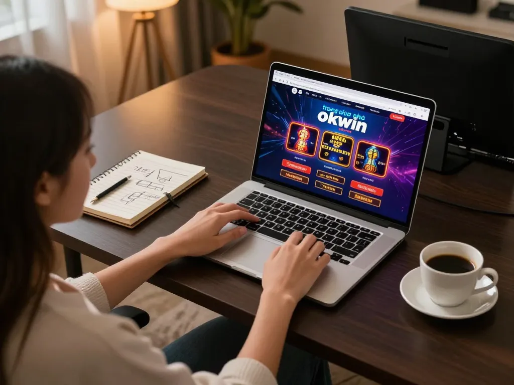 Playing on the trang chủ okwin during online gaming, showcasing a vibrant and engaging setup.