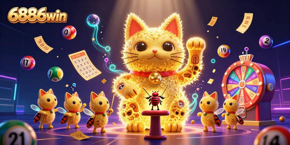 Engage with exciting 6886win casino adventures while enjoying vibrant gaming elements and a lucky cat.