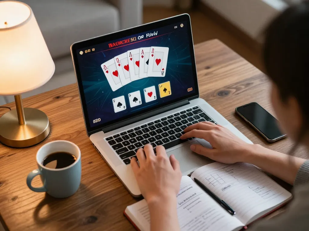Person engaging in online casino gaming at home while using 88clb to enhance strategies.