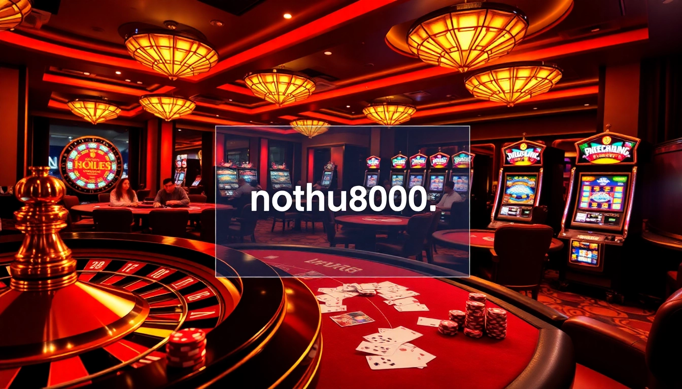 Engage with the thrilling gaming action at nohu900.in.net, featuring vibrant casino tables and slot machines.