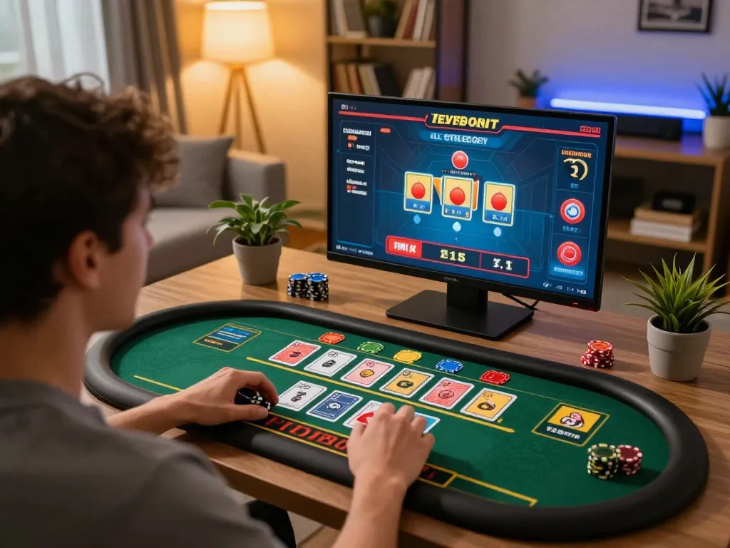 Engaging in strategic gameplay on 8k8.rest live dealer game on tablet in cozy home setting