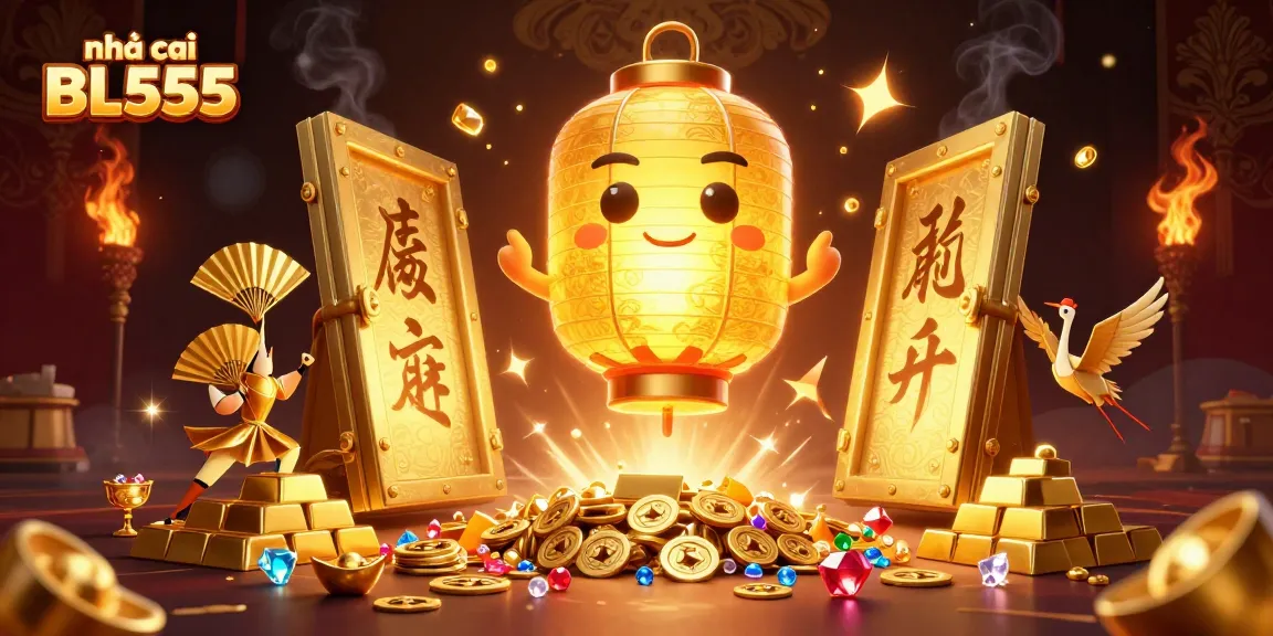 Experience the excitement at nhà cái BL555 with vibrant casino elements and golden treasure.