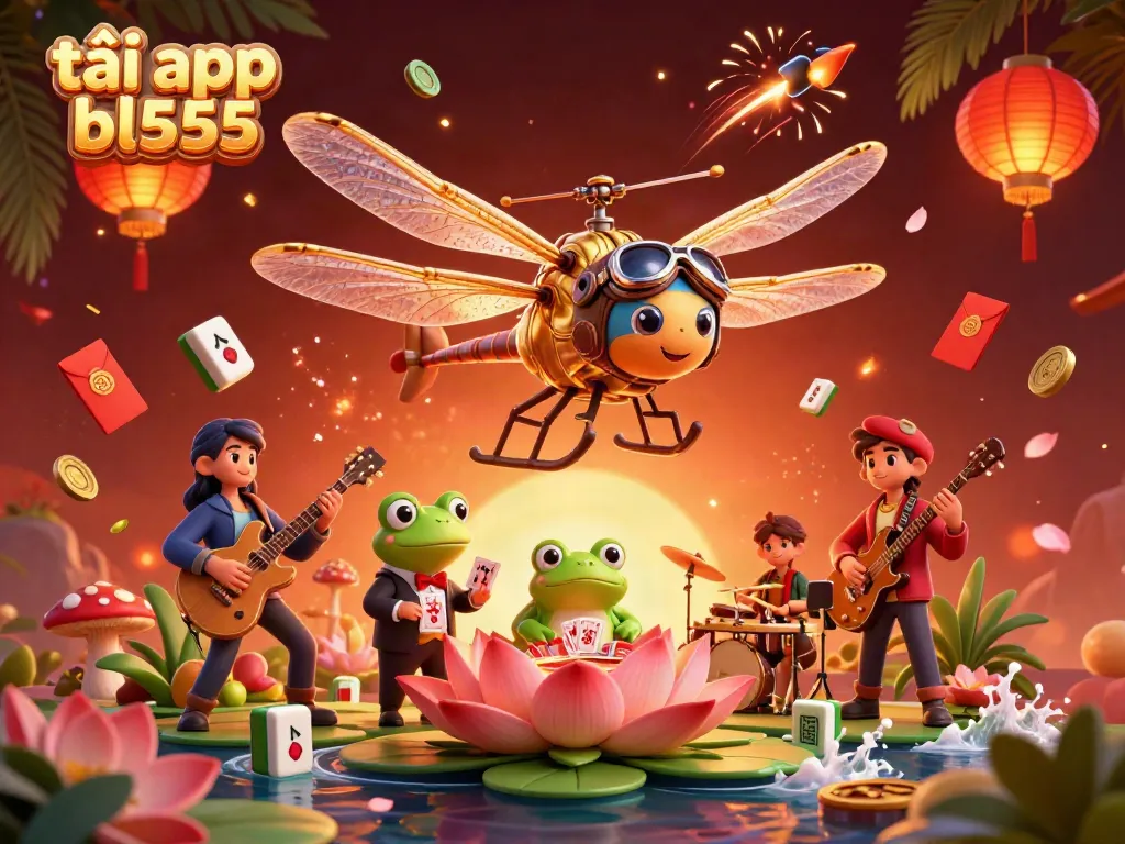 Engage with the vibrant scene at tải app bl555 where dragonfly pilots and frog croupiers bring casino fun to life.