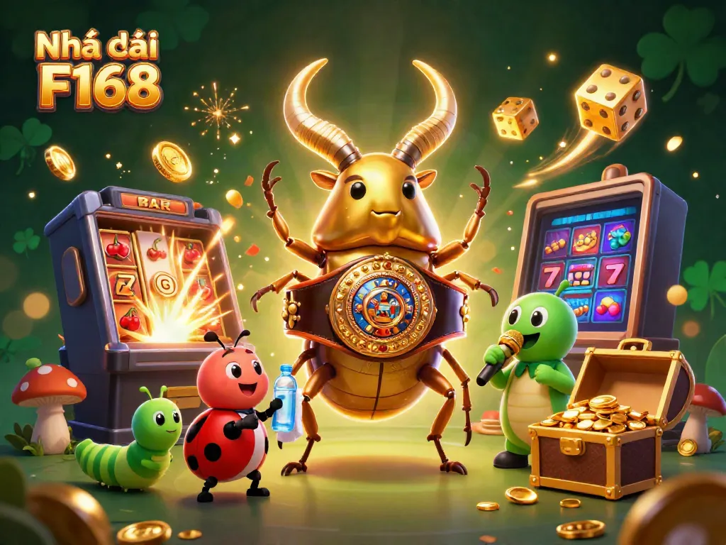 Engage with Nhà cái F168 at a vibrant online casino scene featuring dynamic characters and rich visuals.