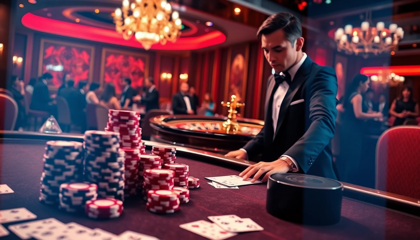 Experience a luxurious kp88 vip casino atmosphere with high-stakes poker and roulette tables.