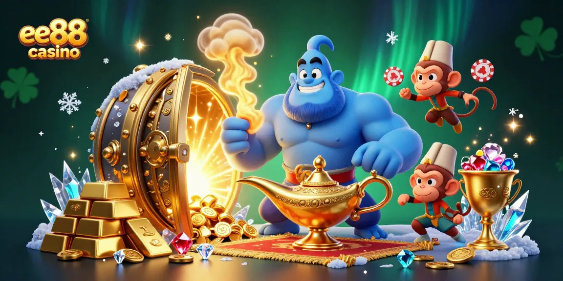 Experience thrilling gaming at ee88 casino with enchanting characters amidst overflowing treasures and vibrant atmosphere.