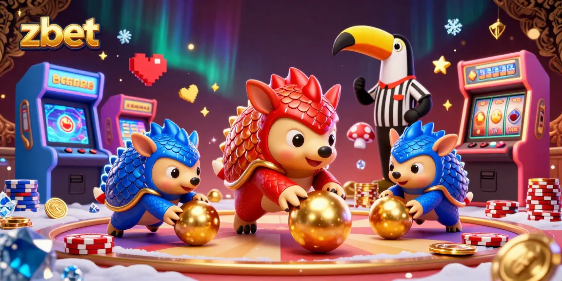 Engage with zbet's thrilling casino experience featuring cartoon pangolins in action at the gaming tables.