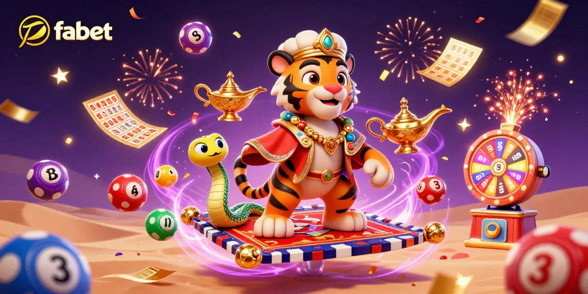 Experience the magic of fabet with a vibrant casino themed illustration featuring a tiger sultan and dynamic gambling elements.