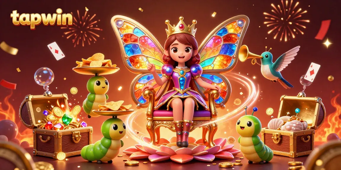 Engage in exciting gaming adventures with tapwin's vibrant 3D illustration showcasing colorful characters and casino elements.