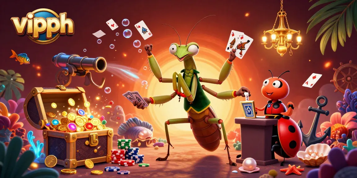 Experience thrilling gaming at vipph with a lively scene of characters in a vibrant casino atmosphere.