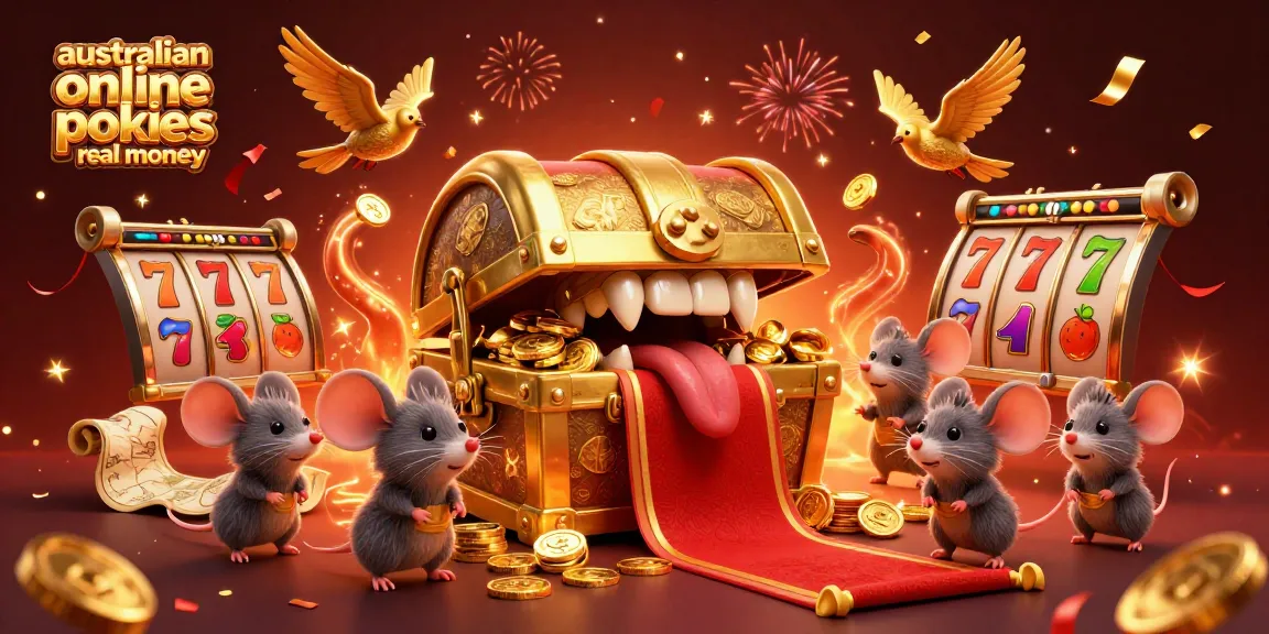 Spin to win with australian online pokies real money in a vibrant 3D casino scene.